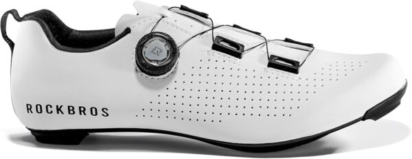 (40) Sapatos de Ciclismo ROCKBROS CR5 Sola de Carbono Compatíveis SPD/Look - Branco
