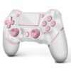 Comando sem Fios Rosa com Touchpad e Vibração Dupla para PS4 e PC