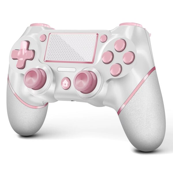 Comando sem Fios Rosa com Touchpad e Vibração Dupla para PS4 e PC