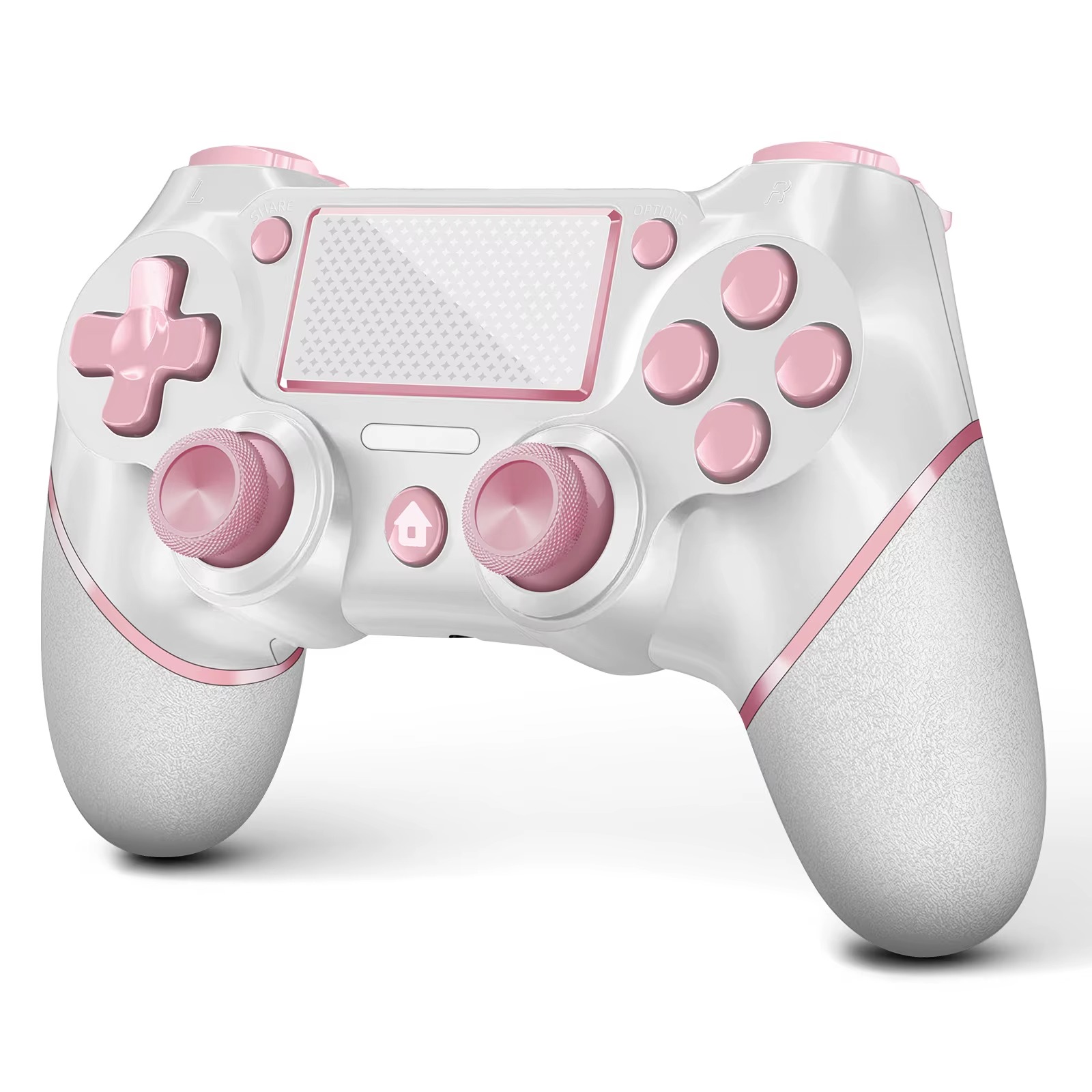 Comando sem Fios Rosa com Touchpad e Vibração Dupla para PS4 e PC