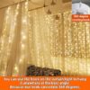 (3x3m) Cortina de Luzes LED HXWEIYE HY100150 300 LEDs 8 Modos com Comando - Branco Quente