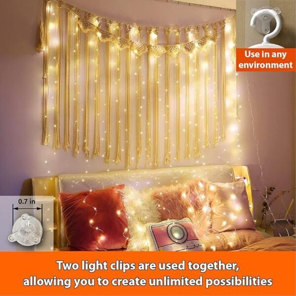 (3x3m) Cortina de Luzes LED HXWEIYE HY100150 300 LEDs 8 Modos com Comando - Branco Quente