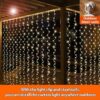 (3x3m) Cortina de Luzes LED HXWEIYE HY100150 300 LEDs 8 Modos com Comando - Branco Quente