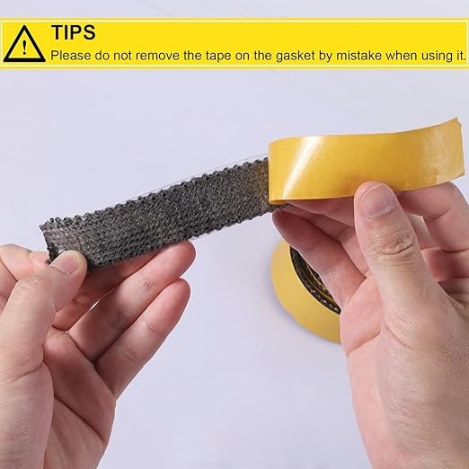 (2m) Fita de Vedação 3 mm x 2.5 cm x 2 m Autocolante para Lareira Resistente a 550°C - Preto
