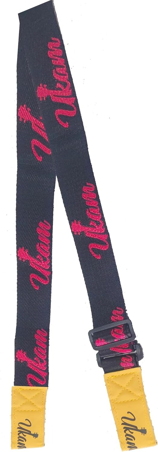 F126X3073_paste_1780588441820_1 (x5) Correia para Guitarra Ukam AM0703 Gancho Duplo Ajustável 100-152cm - Preto/Vermelho
