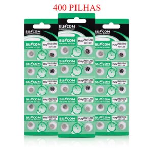 400 Pilhas Alcalinas AG1 LR621 LR60 1,55V para Relógios e Pequenos Dispositivos