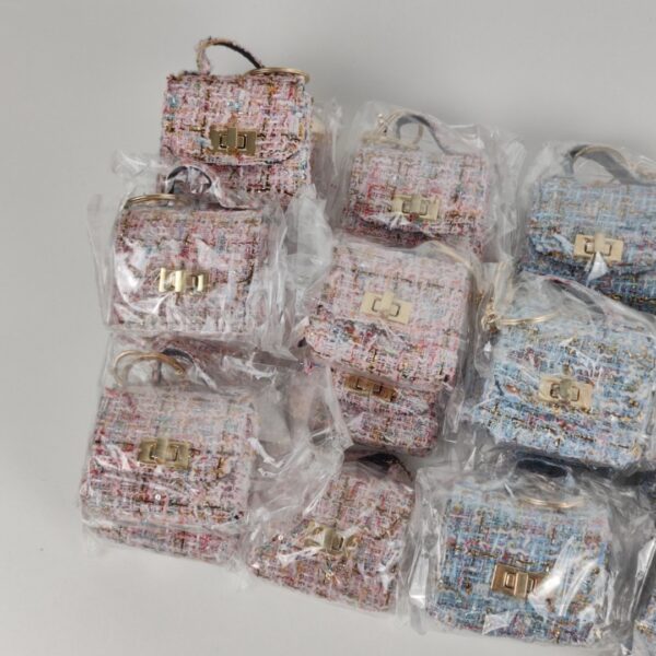 x30 Lote Estojo Porta-Auscultadores em Tweed Elegante com Porta-Chaves Dourado