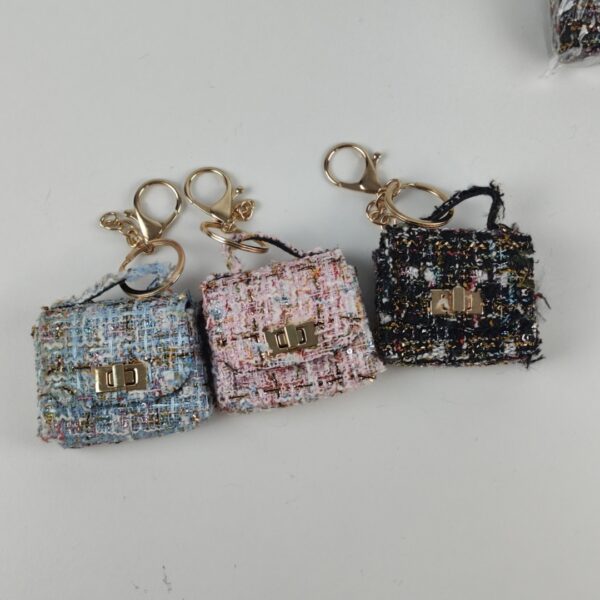 x30 Lote Estojo Porta-Auscultadores em Tweed Elegante com Porta-Chaves Dourado