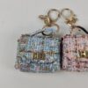 x30 Lote Estojo Porta-Auscultadores em Tweed Elegante com Porta-Chaves Dourado