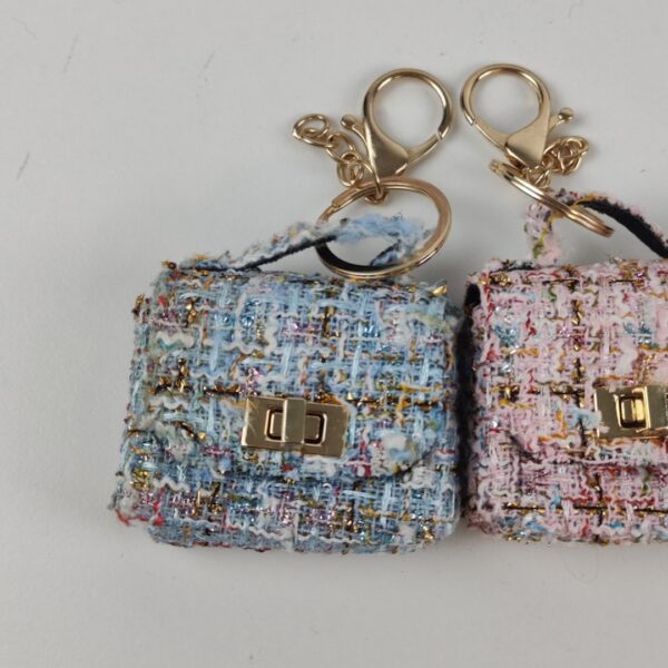 x30 Lote Estojo Porta-Auscultadores em Tweed Elegante com Porta-Chaves Dourado