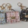 x30 Lote Estojo Porta-Auscultadores em Tweed Elegante com Porta-Chaves Dourado