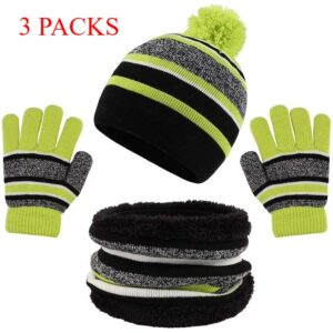 (x3) Conjunto de Inverno Infantil Gorro Cachecol Gola e Luvas 3-8 Anos