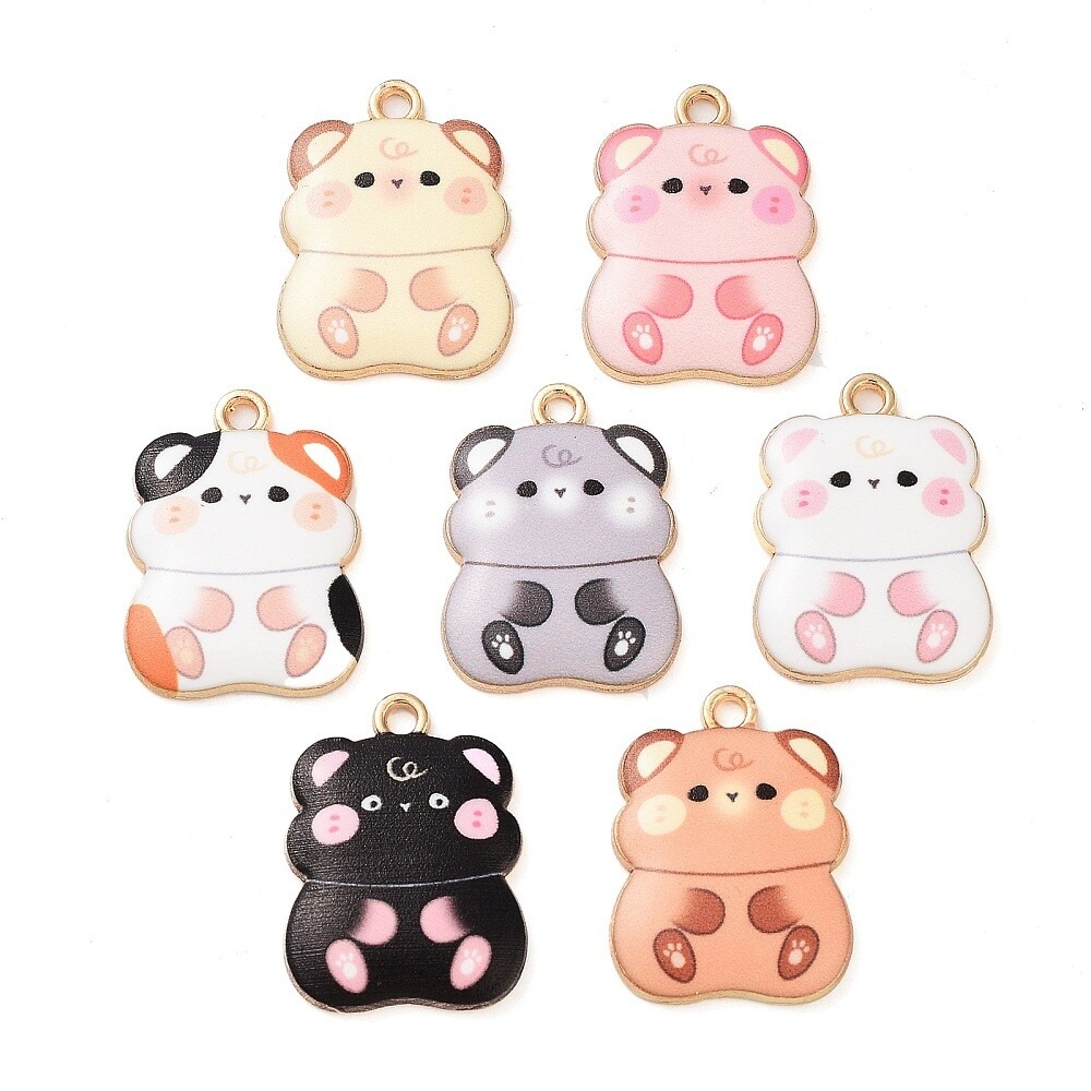 200 Pendentes para Joias Hamster em Esmalte Colorido - Cores Variadas