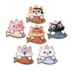 100 Peças Pendentes de Metal Gato com Peixe Esmaltados para Bijuteria - Colorido