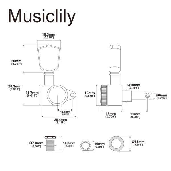 F126X3128_paste_1780592309049_3 Carrilhões com Bloqueio Musiclily Pro R18K 18:1 Keystone para Guitarra - Cromado