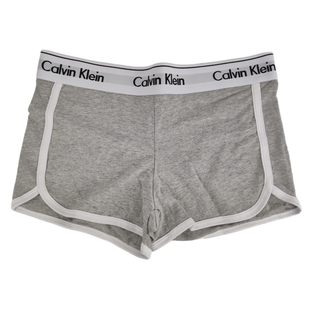 (M) Calções Femininos Cinza em Algodão com Cintura Elástica Estilo Minimalista Premium