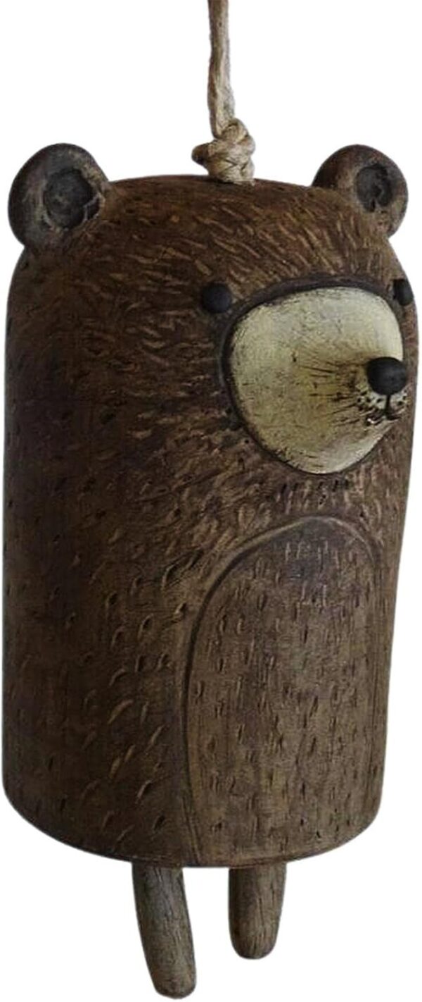 Carrilhão de Vento Urso Rústico em Resina para Jardim e Alpendre - Castanho YOUGE
