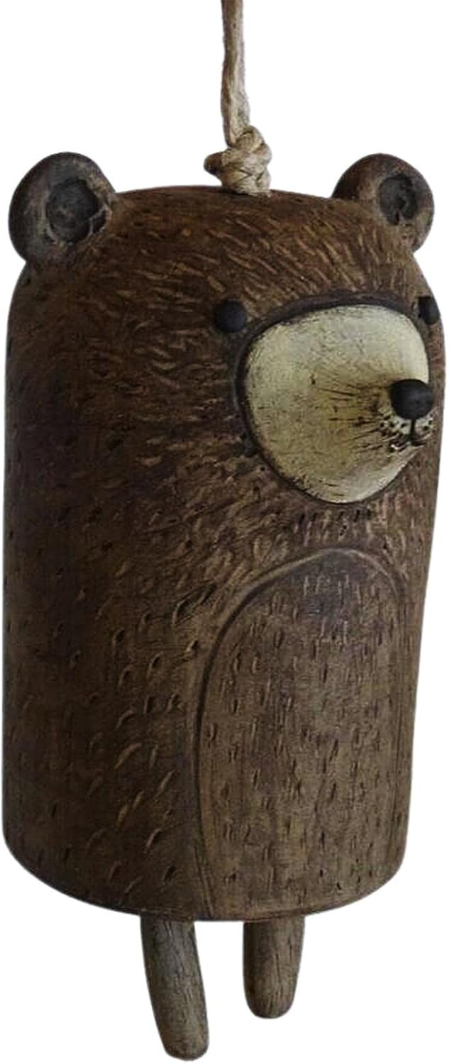 Carrilhão de Vento Urso Rústico em Resina para Jardim e Alpendre - Castanho YOUGE