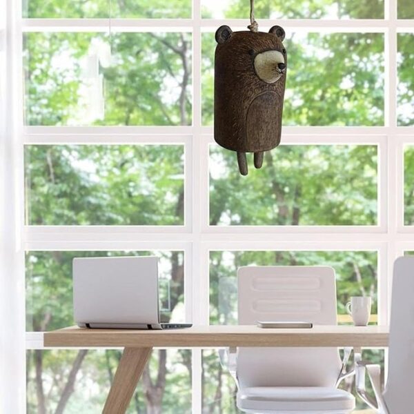 Carrilhão de Vento Urso Rústico em Resina para Jardim e Alpendre - Castanho YOUGE