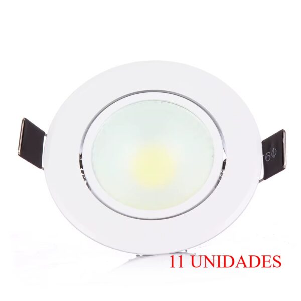 (x11) Projetor LED de Embutir COB Regulável 5W com Driver - Branco Quente