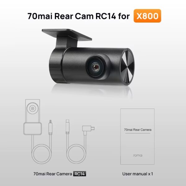 Câmara Traseira 70mai RC14 para Dash Cam 4K Omni X800 Gravação Estacionamento - Preto