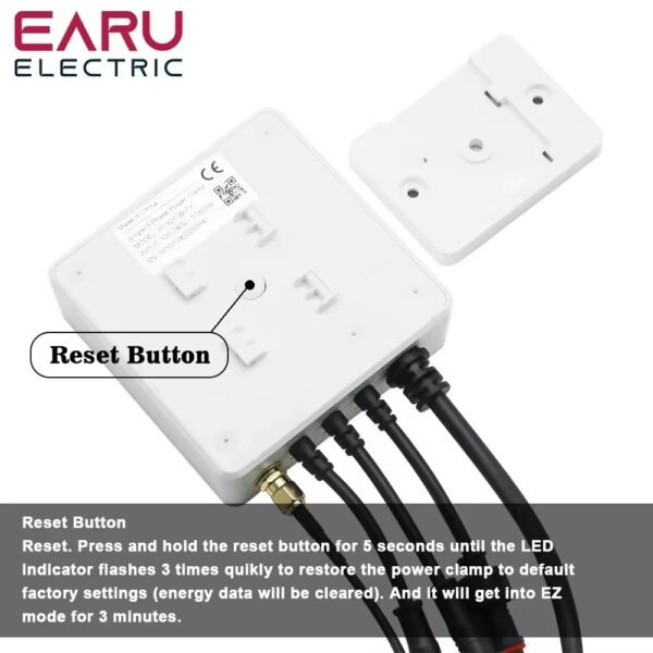 Medidor de Energia Tuya Wi-Fi 80A Bidirecional Trifásico com Pinça - Branco