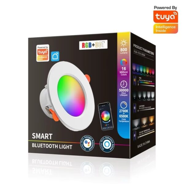 Downlight LED Inteligente Tuya RGB+CW WiFi Controlo Voz 10W