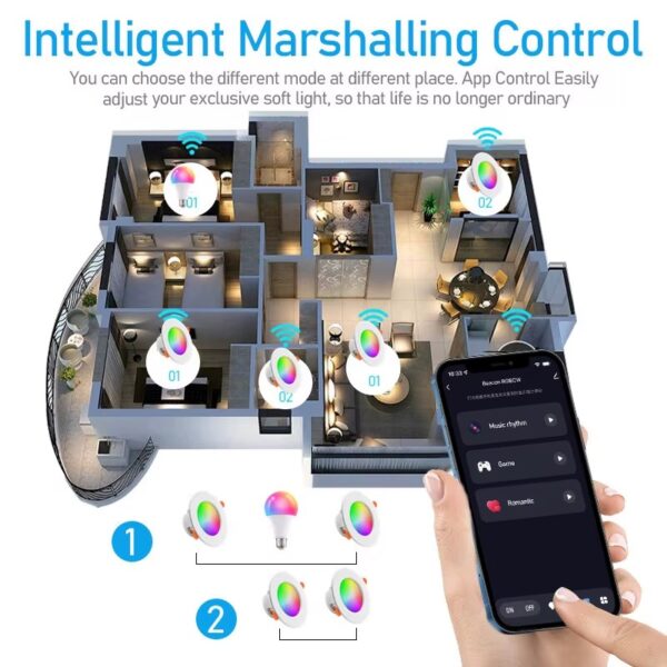 Downlight LED Inteligente Tuya RGB+CW WiFi Controlo Voz 10W