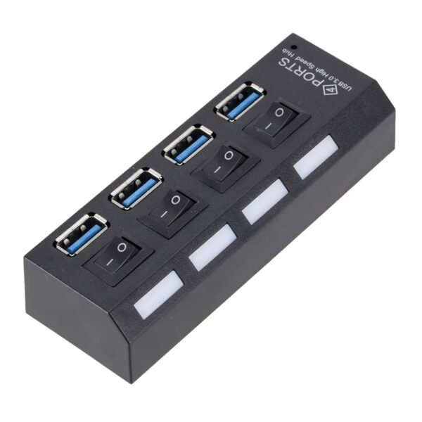 Hub USB 3.0 4 Portas 5Gbps Super Speed Compacto - Preto