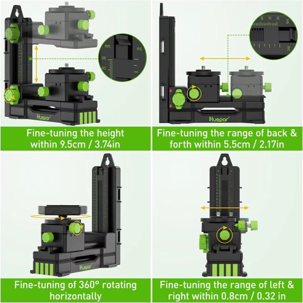 Suporte Magnético Huepar PV11+ Base Giratória para Nível Laser - Preto/Verde
