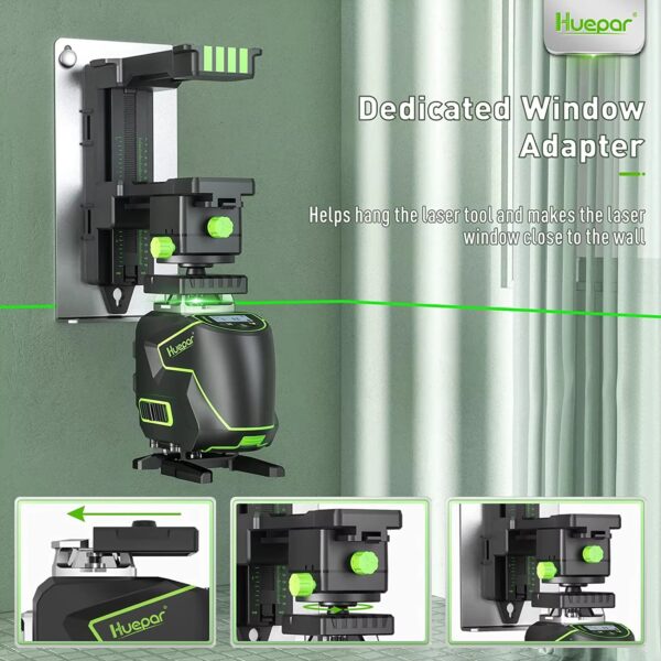 Suporte Magnético Huepar PV11+ Base Giratória para Nível Laser - Preto/Verde