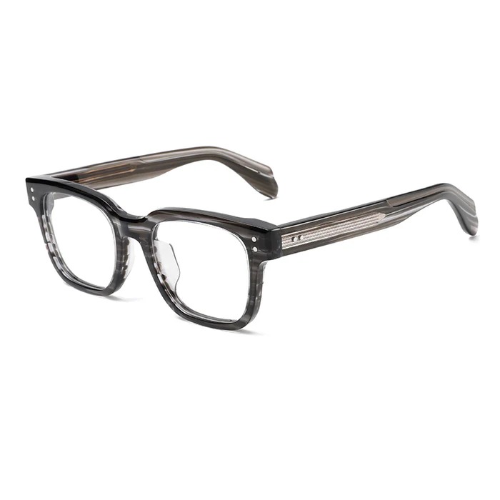 Óculos de Massa Alaric Square em Acetato Cinzento Stripe - Cinzento