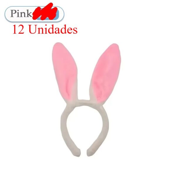 Diadema Rosa Orelhas de Coelho de Pelúcia para Festas e Páscoa