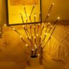 (x3) Ramo Decorativo LED 20 Luzes 28cm para Interior e Festas - Castanho