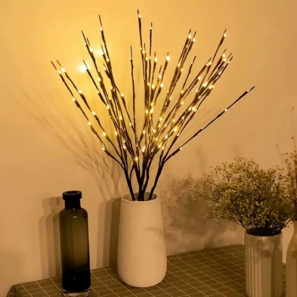 (x3) Ramo Decorativo LED 20 Luzes 28cm para Interior e Festas - Castanho