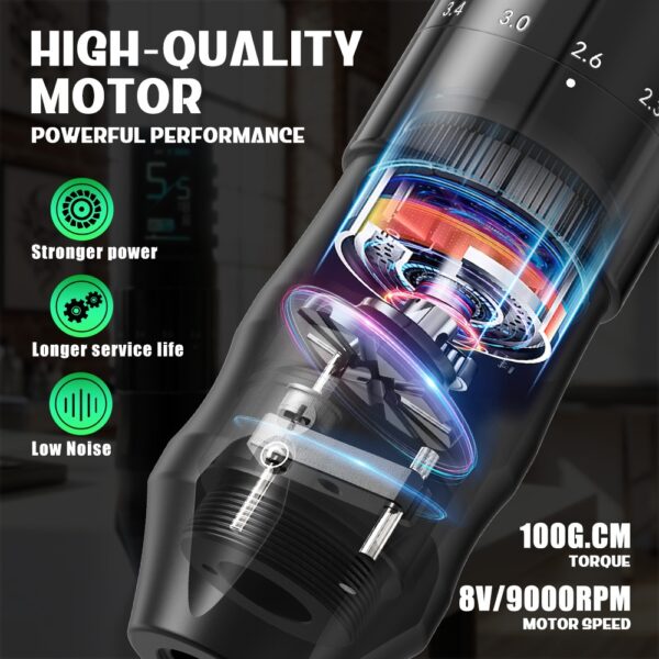Máquina de Tatuagem Curso Ajustável 2.0-4.2mm 1600mAh Sem Fios Motor Coreless XNET Nebula