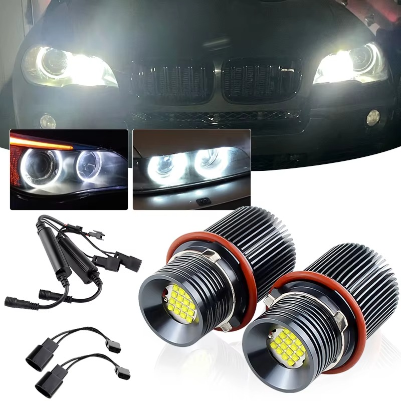 Lâmpadas LED Angel Eyes APMATAUTO 160W para BMW E39 E53 E60 E87 - Branco