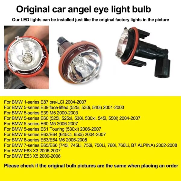 Lâmpadas LED Angel Eyes APMATAUTO 160W para BMW E39 E53 E60 E87 - Branco
