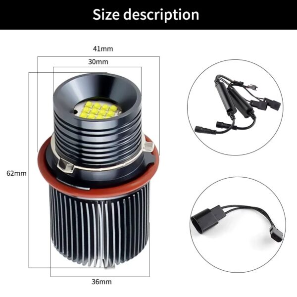 Lâmpadas LED Angel Eyes APMATAUTO 160W para BMW E39 E53 E60 E87 - Branco
