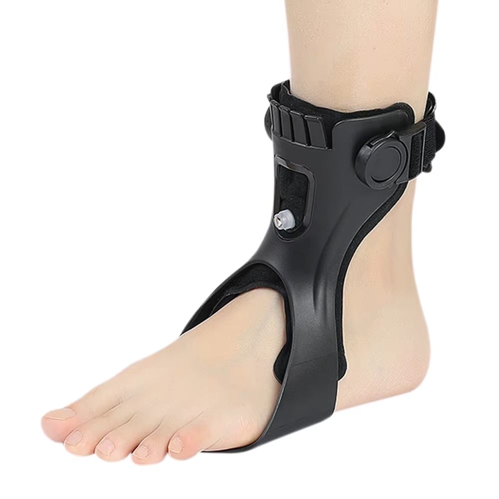 (XL Esquerdo) Órtese de Pé Pendente com Airbag Insuflável Suporte de Tornozelo para AVC e Hemiplegia - Preto