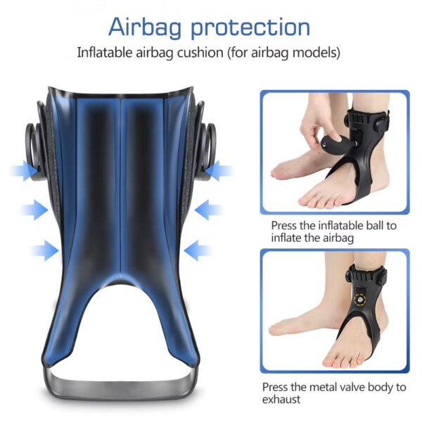 (XL Esquerdo) Órtese de Pé Pendente com Airbag Insuflável Suporte de Tornozelo para AVC e Hemiplegia - Preto