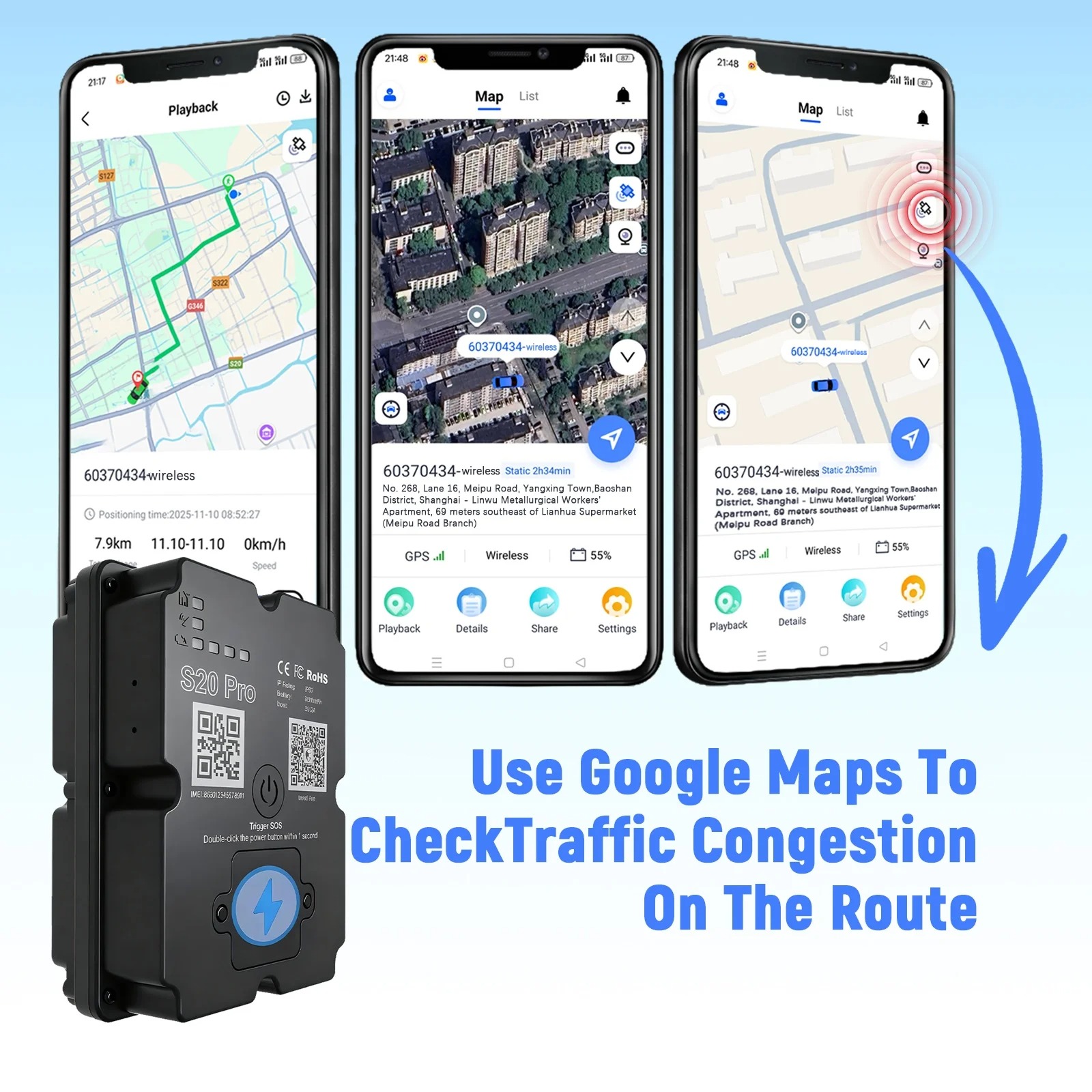 Localizador GPS 4G 7500mAh IP67 160 Dias Standby para Carros e Camiões - Preto