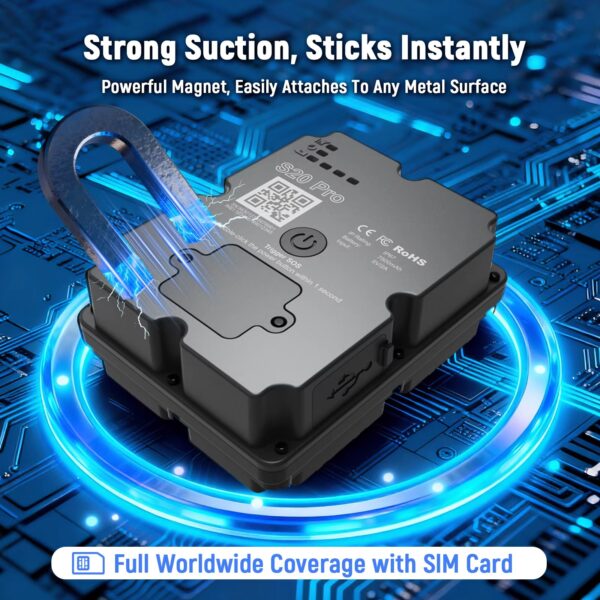 Localizador GPS 4G 7500mAh IP67 160 Dias Standby para Carros e Camiões - Preto