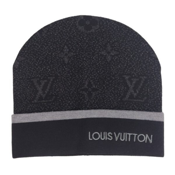 Gorro Premium Preto e Cinza com Padrão Monograma Estilo Maison Francesa