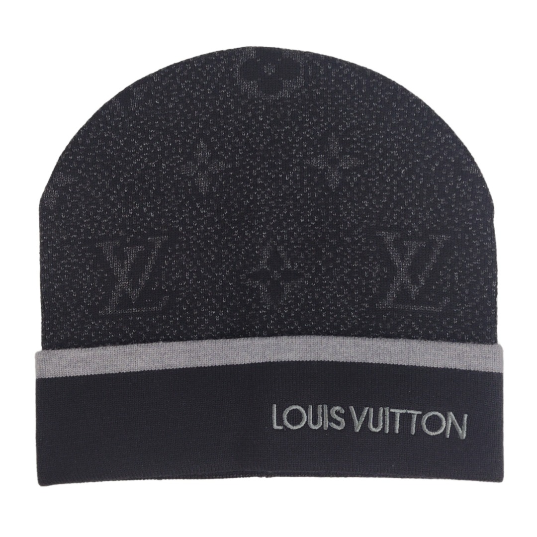 Gorro Premium Preto e Cinza com Padrão Monograma Estilo Maison Francesa