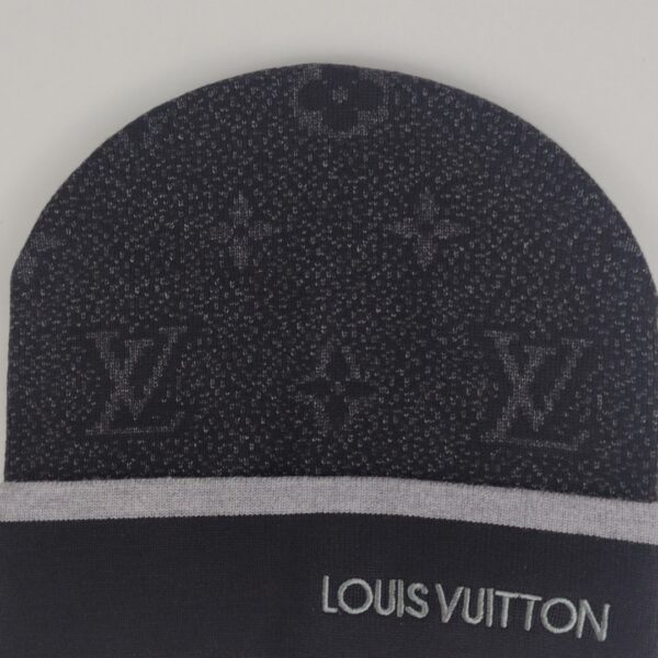 Gorro Premium Preto e Cinza com Padrão Monograma Estilo Maison Francesa