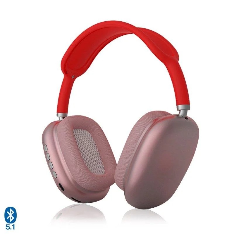 Auscultadores Headphones Bluetooth P9 - Rosa e Vermelho