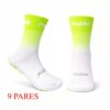 F126X3214_1780582314656_2 (38-41) 9 Pares Meias de Futebol Antiderrapantes Prokick Grip Sola de Silicone - Branco / Verde