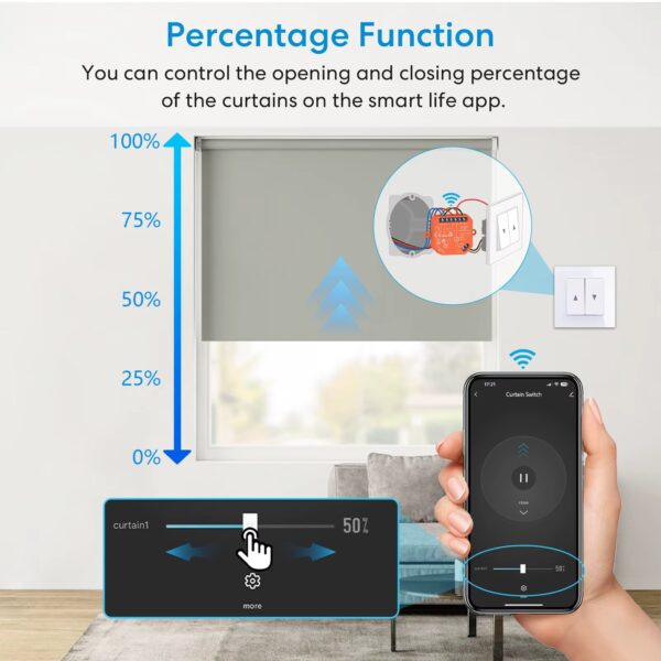 (x2) Módulo de Estores Zigbee QCSMART Tuya Smart com Controlo de Percentagem