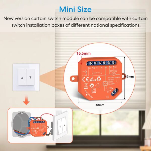 (x2) Módulo de Estores Zigbee QCSMART Tuya Smart com Controlo de Percentagem
